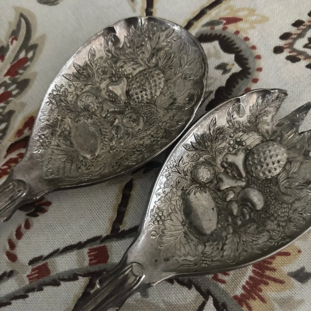 Vintage Silver Plated Made in  England Serving Salad Set Fork and Spoon 9”